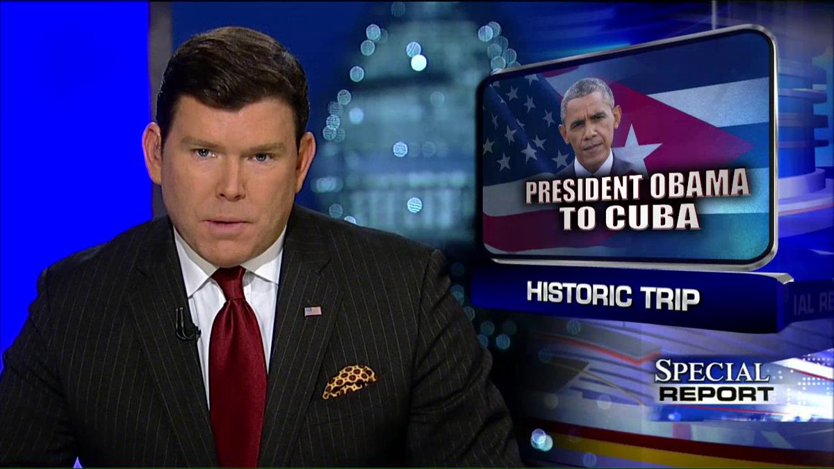 FoxNews's tweet photo. .@BretBaier: “Obama confirmed historic plans to visit Cuba next month...1st sitting Pres. to do so in nearly 90 yrs” https://t.co/4doD0AmPHM