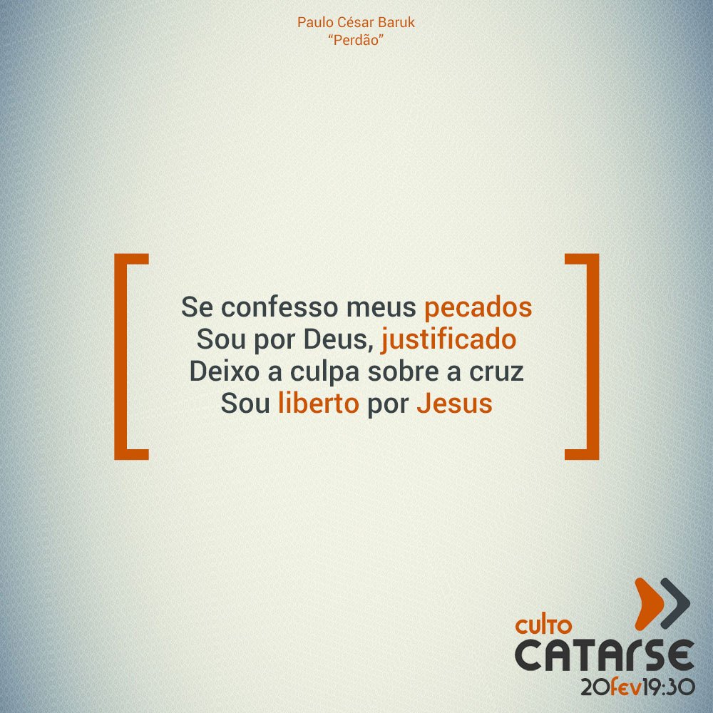 _catarse's tweet image. Dia 20/02, 19:30, é nosso encontro com o #Perdão. + info: ow.ly/YnwNl #Jesus #ÉpraVocê #CultoCatarse