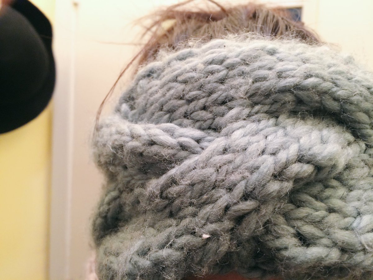 Curly: Finally, Carina grew out a ponytail, even a tiny one. Time to celebrate with a #headband #winter #knit