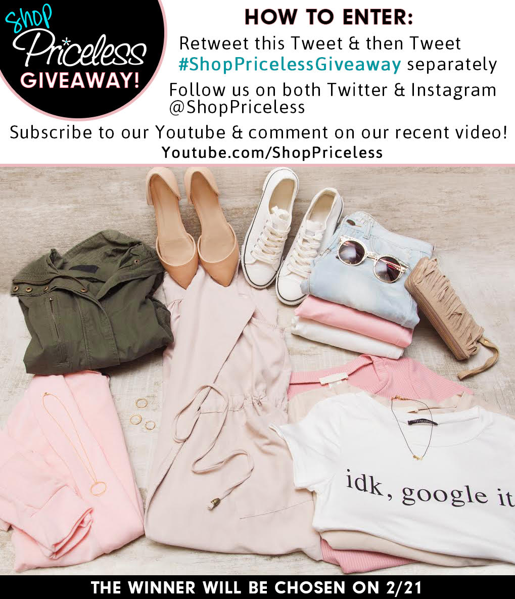 shoppriceless's tweet photo. ✨GIVEAWAY! RT this, Tweet #ShopPricelessGiveaway, Follow on Twitter &amp; IG, Subscribe 2 YouTube &amp; comment on last vid! https://t.co/ZTBuUwTafU