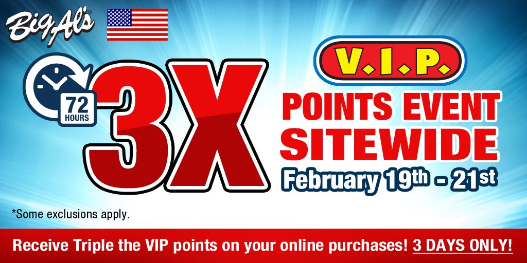 BigAls_Pets's tweet photo. Starting tonight at Midnight EST, earn 3X the VIP Points @ https://t.co/5yBtveV7jW! #3XPoints #VIP #Rewards https://t.co/5ivR0CYezI