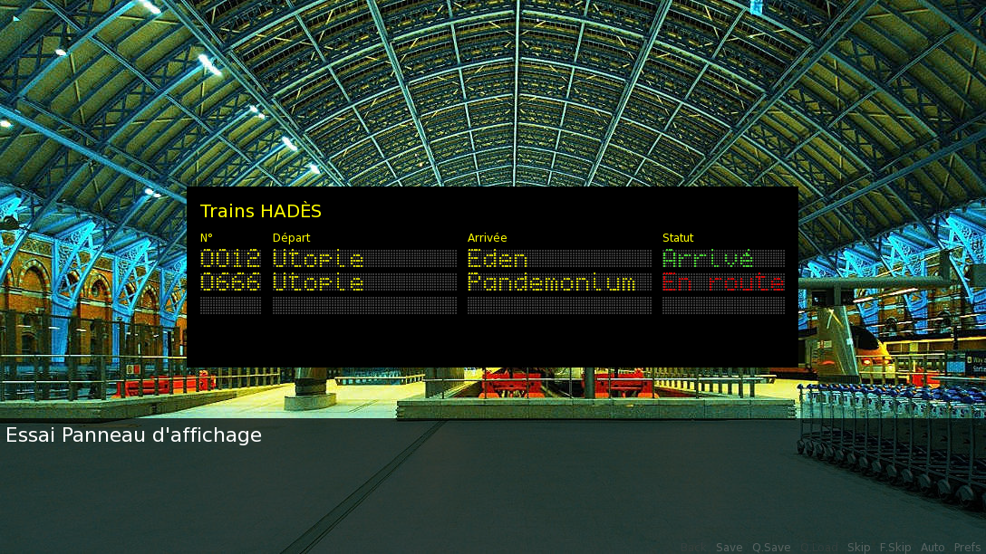 korova08's tweet photo. Trials to simulate a digital station board coded in #renpy with placeholder as background
(#NanoCheat ?) https://t.co/atoCc8lb7G