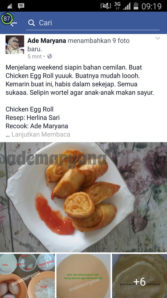 Buat chicken egg roll yuuk..enak buat cemilan &amp; lauk makan. Nih ada resep+cara buatnya di fp saya. Like n share ya 😊