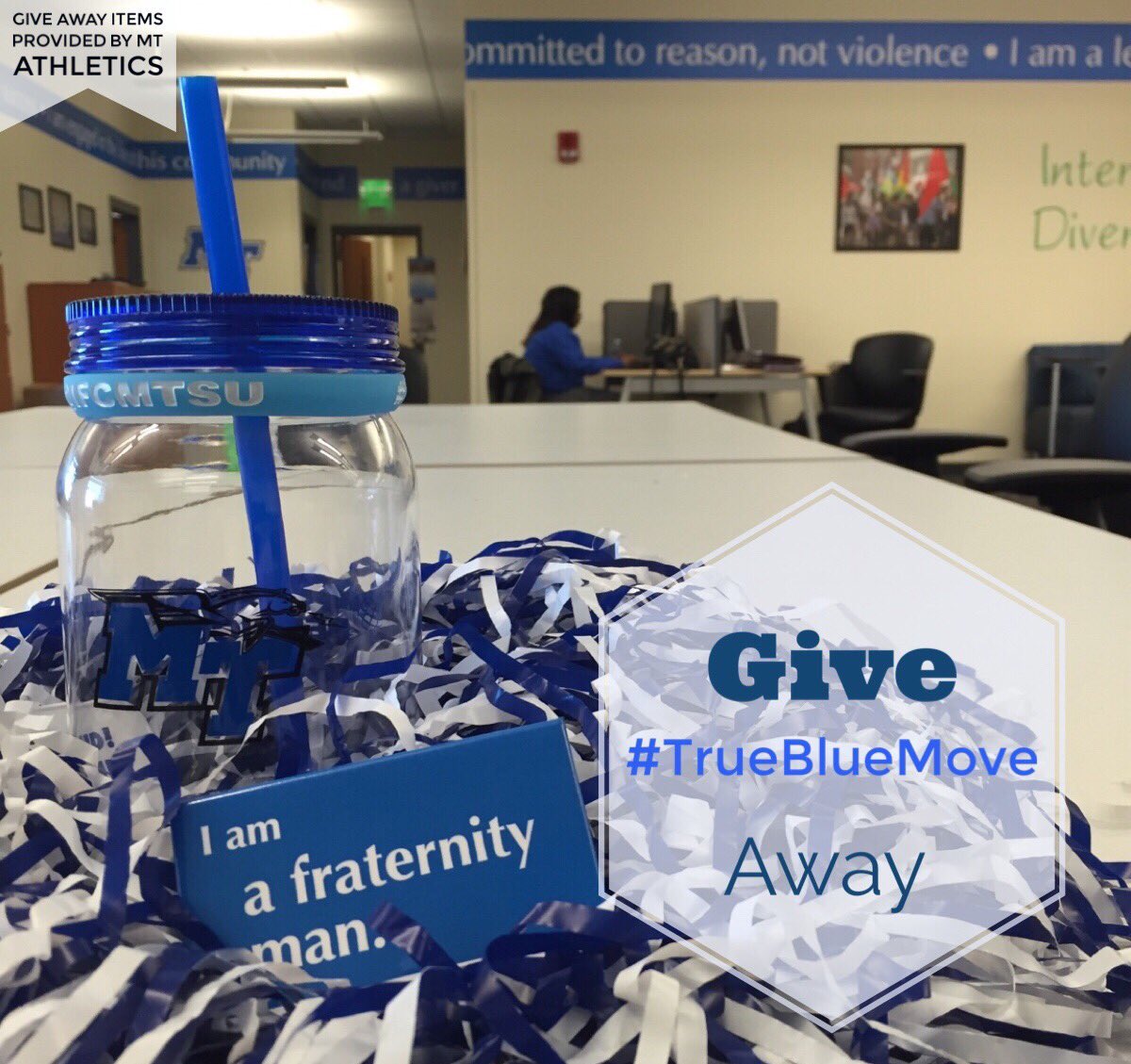 IFCMTSU's tweet photo. Use #TrueBlueMove and share how you're impacting the community for a chance to win MTSU merchandise! #IFCMTSU https://t.co/mqrZZUCQDr