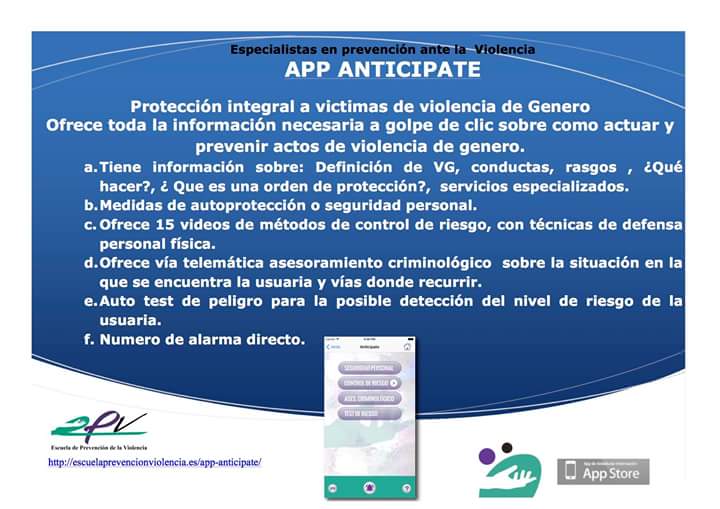 Escuela_EPV's tweet image. Nueva app "Anticípate" para la prevención de la violencia de género. #EPV  #ANTICIPATE #APP #violenciadegenero