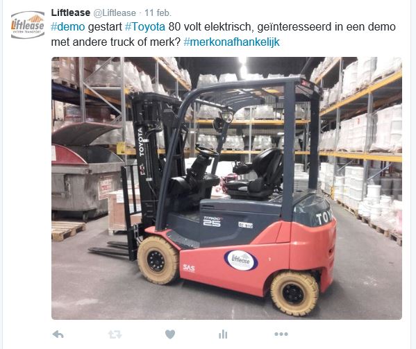 Liftlease's tweet photo. Na eerdere #demo &amp; #tweet gaat de #Toyota 8FBMKT25 direct weer door naar de volgende relatie voor een test https://t.co/5GmAhg7S16