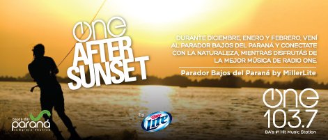 RadioOne1037's tweet photo. Summer 2016 #OneAfterSunset By @MillerLiteAR en @BajosdelParana Parador Exclusivo One 103.7 ¡Visitalo! https://t.co/SKXqGTAWWX