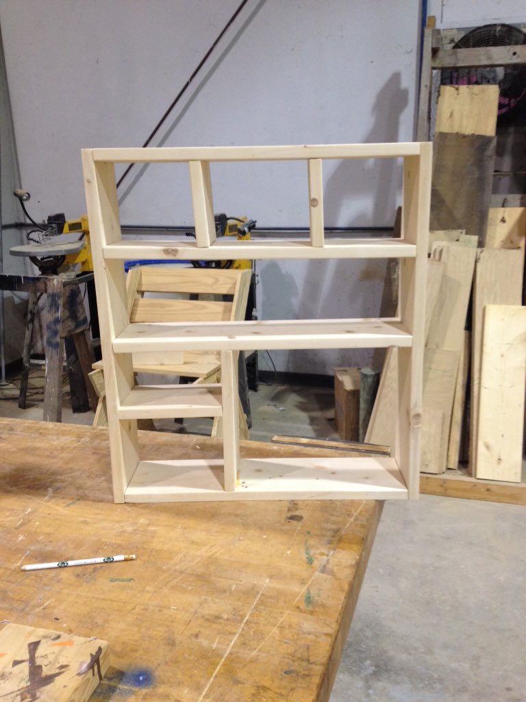 tschiebs's tweet image. Measure twice, cut once while doing woodwork! Built this fancy shelf today! #AEC4228