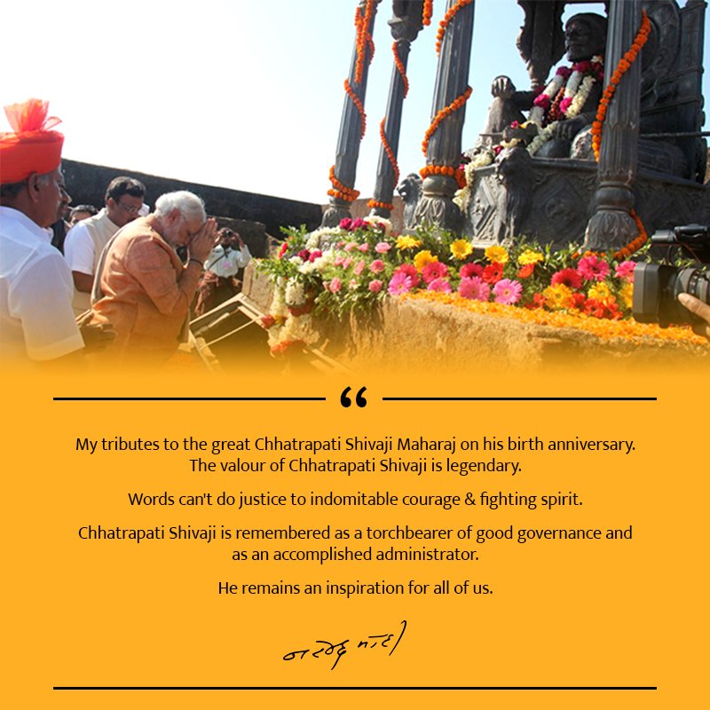 narendramodi's tweet photo. Tributes to Chhatrapati Shivaji. https://t.co/h8QDg8G8ba