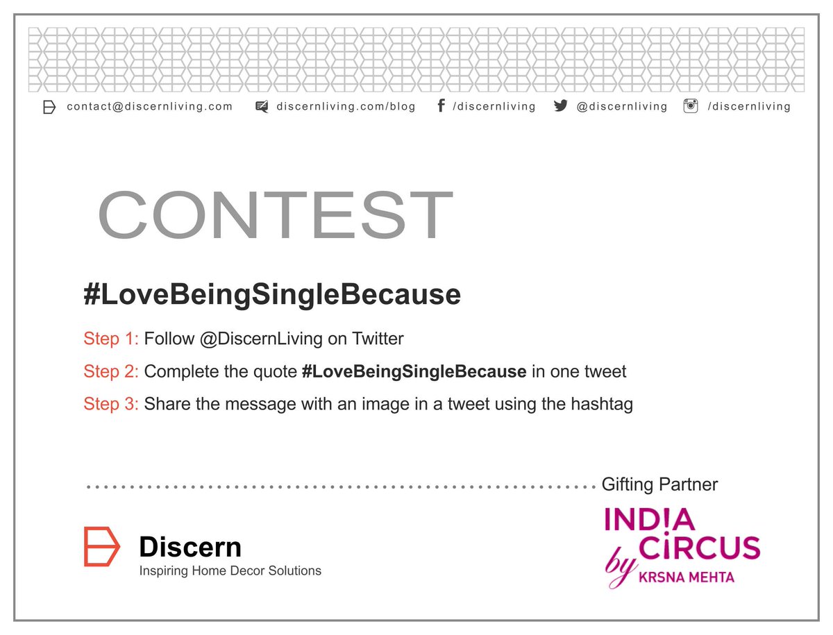 discernliving's tweet image. Let's start the @discernliving contest for all the tweeple who #LoveBeingSingleBecause ...