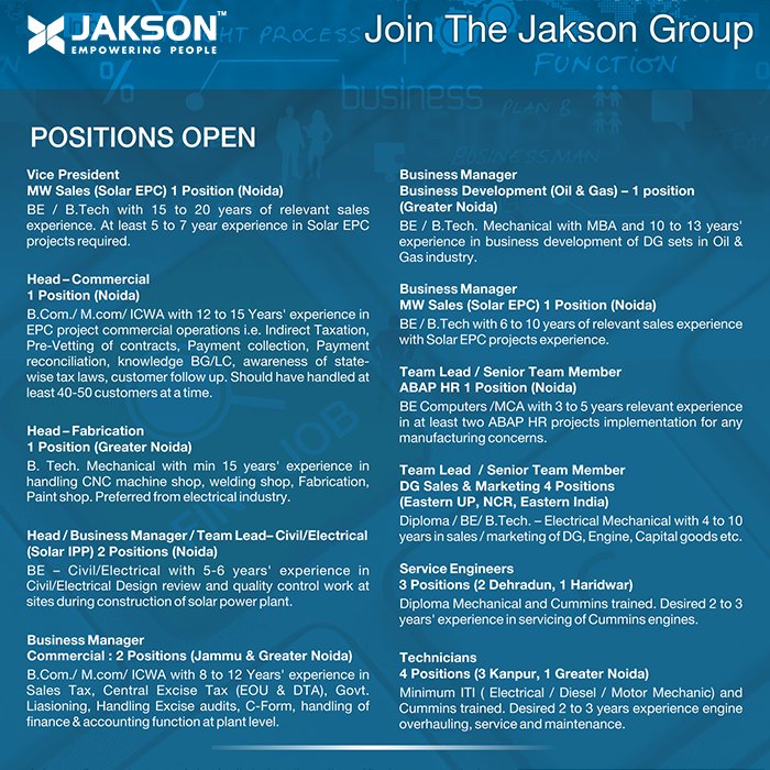 JaksonGroup's tweet image. Jakson is looking for motivated &amp;amp; driven professionals! 
Send your resume at careers@jakson.com
📱: 8130999070
#jobs