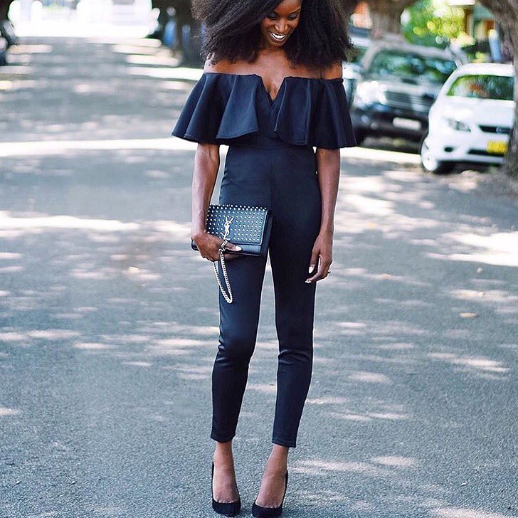 boohooNZ's tweet photo. Our crush levels have hit an all time high with @MamaStylista in our boohoo ruffle jumpsuit ❤️🐝 https://t.co/x69kTNqBgF