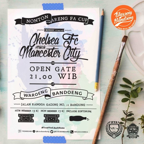 #NobarFAcup
Chelsea vs Man. City.
Minggu, 21 Feb 2016.
OG: 21.00 WIB.
<a href="/BandoengWaroeng/">Waroeng Bandoeng</a> 
#Birukeun #Budalkeun