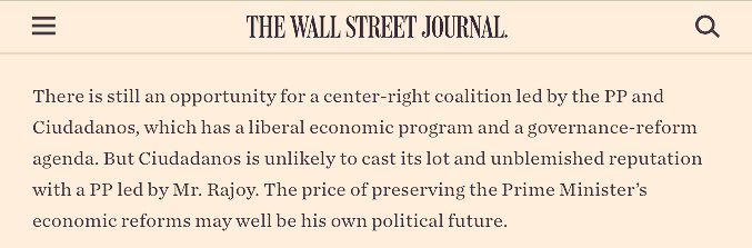 Último párrafo del editorial del WSJ de ayer sobre la corrupción y el enconamiento de Rajoy. A buen entendedor...