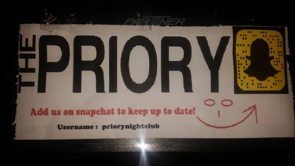 PRIORYNIGHTCLUB's tweet photo. Add us on snapchat and keep up to date with our latest deals and what it's like at our venue! https://t.co/6xo9XOIdCf