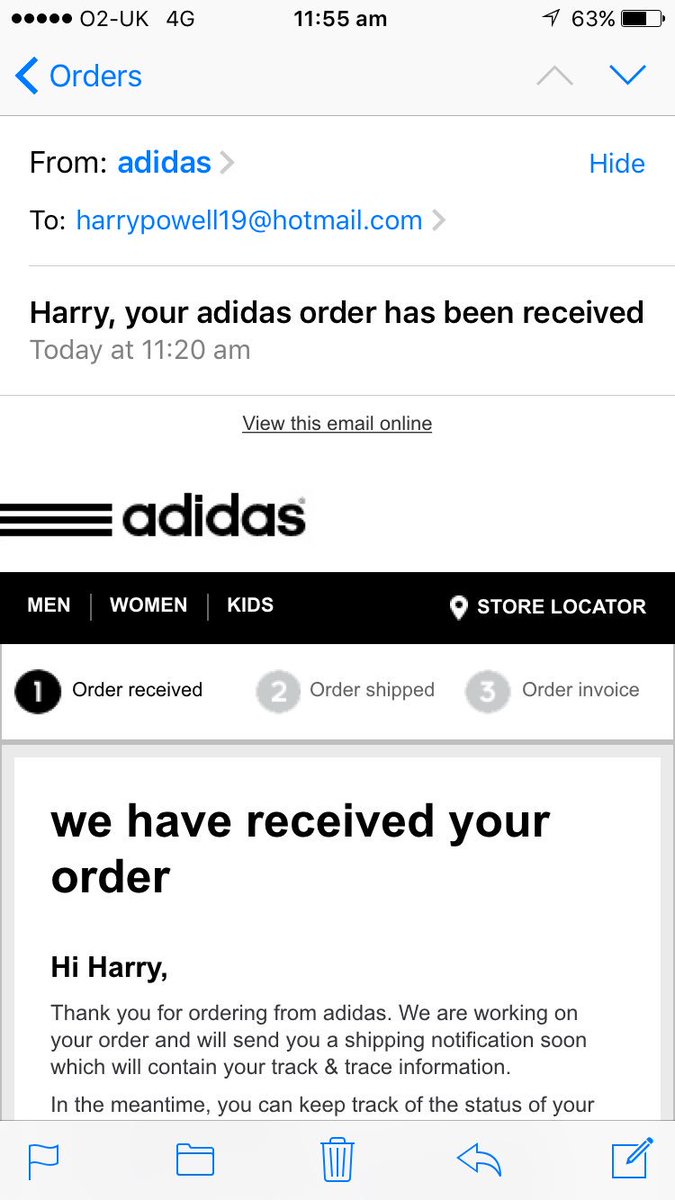 adidas track my parcel