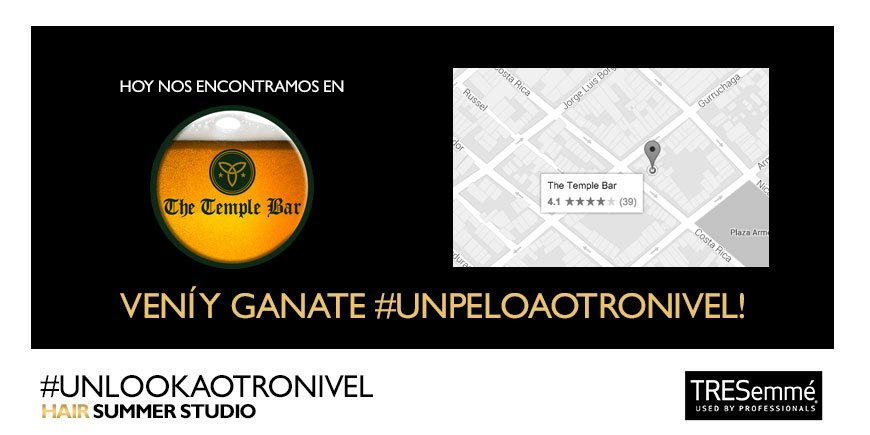 TRESemmeARG's tweet photo. Hoy vamos a estar en #Limbo, #Buda, #LaPrincesa y #TheTempleBar. ¡Participá por un lugar en el #HairSummerStudio! https://t.co/AzOzTBA5a0