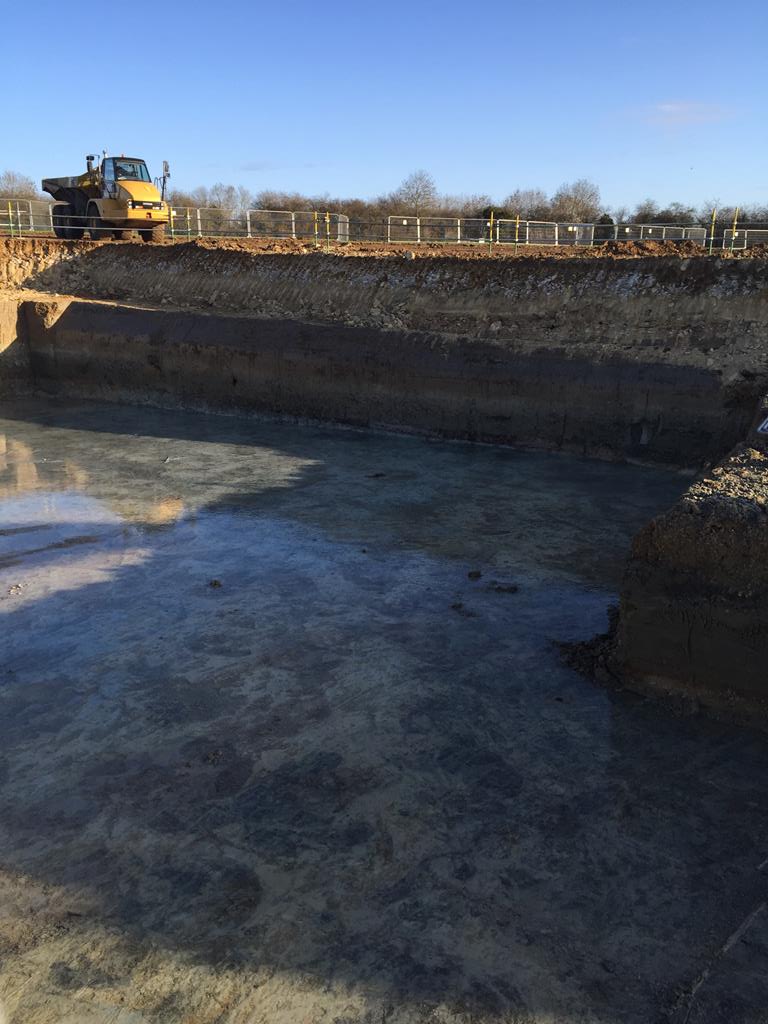 Ground prepared for attenuation tank to be installed