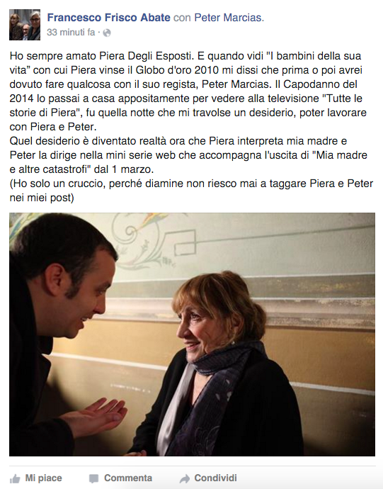 insopportabile's tweet photo. Per il nuovo romanzo di @FrancescoAbate una webserie con Piera Degli Esposti! <3 https://t.co/iqP7UqrpAa #MMEAC https://t.co/0RFDddk2Pv