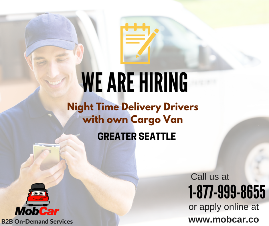 mob_car's tweet photo. @MobCar is hiring cargo van drivers for night shift in the Seattle area. Apply online at https://t.co/Jmj8jGZRAo https://t.co/zq8M4IBqzf