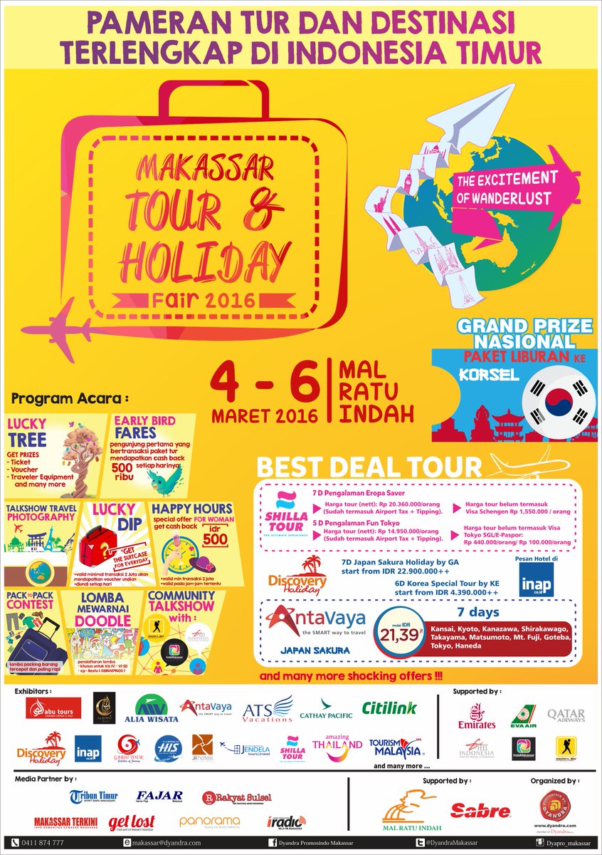 getlostidn's tweet image. Siap2! Makassar bakal gelar &quot;Makassar Tour &amp;amp; Holiday Fair&quot; #MTHF Banyak acara &amp;amp; hadiah seru bit.ly/1KYV3C9