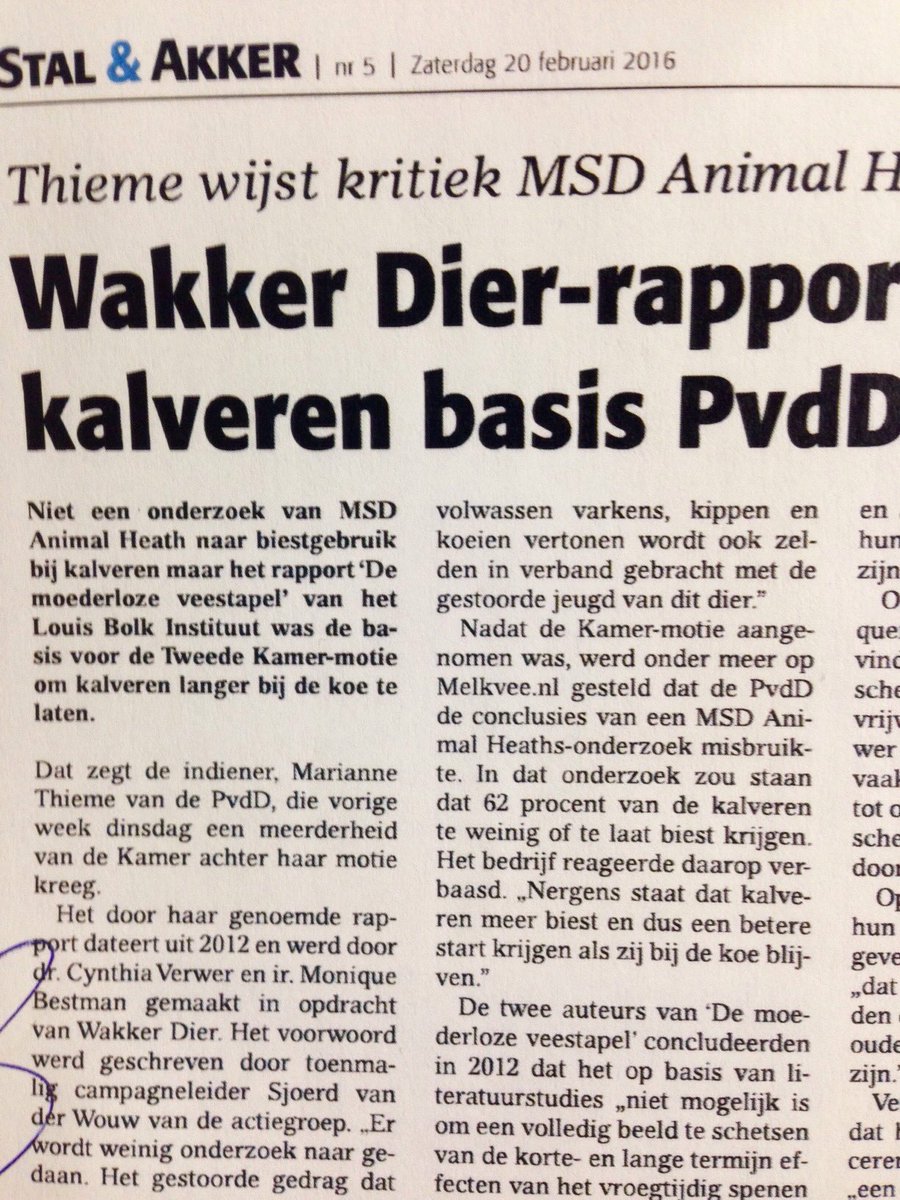 LaukBouhuijzen's tweet image. PvdD baseert Kamermotie kalf bij koe op onderzoek 2012 Louis Bolk Instituut, opdrachtgever Wakker Dier. #indefamilie