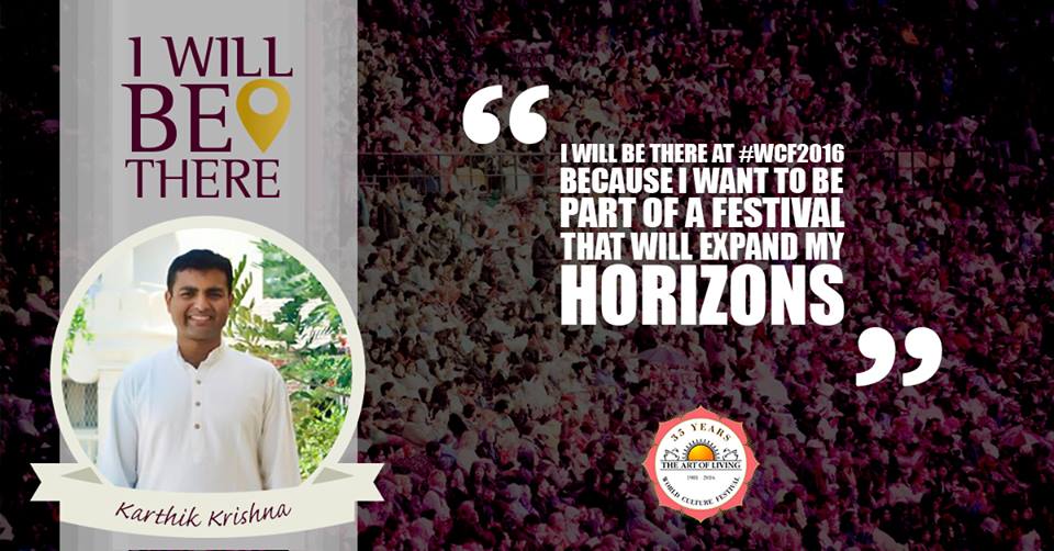 artoflivingusa's tweet photo. Join @karthikkris1979 in a celebration that will expand your horizon! #WorldCultureFestival! Be There! https://t.co/8Qoa3czoLo