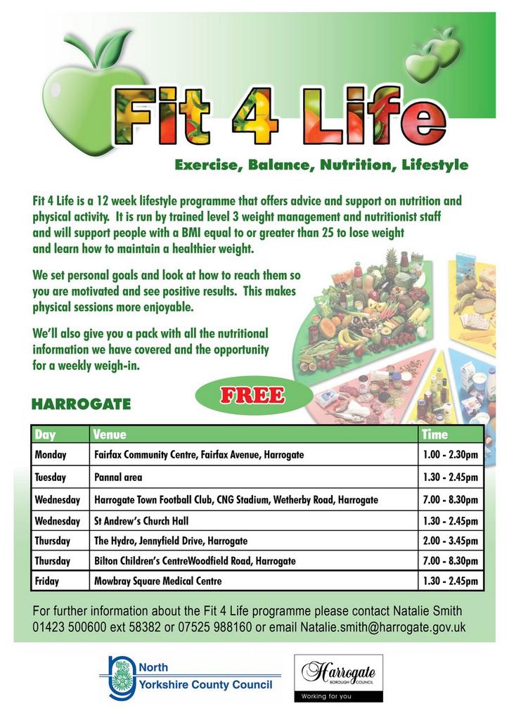 HADCAcharity's tweet photo. Free advice on nutrition &amp; physical activity @Fit4Life_Hg8  at community venues across #Harrogate https://t.co/v3ocQINFUs