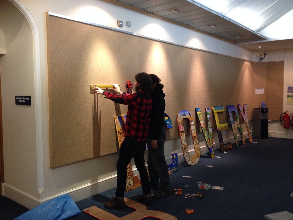 susiepascoe's tweet photo. "My level is better than your level" :-) setting up for the recovery art exhibition #rsawellbeing https://t.co/ZnRYpQRR5l