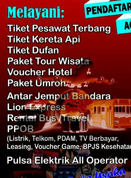 AwangawanxDovix's tweet photo. boking langsung di 089643294943
pin bb 5B288E49
langsung dicetak tiket d tempat anda 
hanya dengan nama &amp;No hp https://t.co/5qgT6Tt5Bv