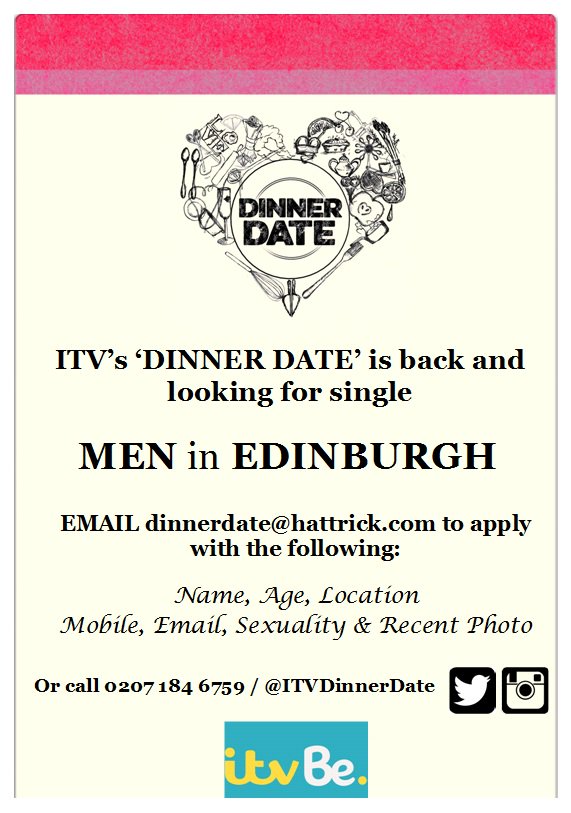 itvdinnerdate's tweet image. @CrossFitMTS ITVs #DINNERDATE is coming to EDINBURGH looking for single MEN! Check our flyer to apply PLS RT!