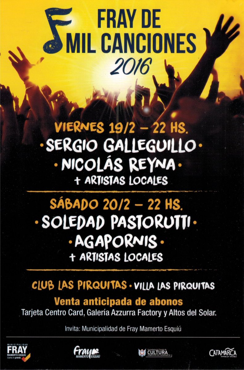 VisitCatamarca's tweet image. Hoy arranca #FrayDeMilCanciones #SergioGalleguillo #SergioReyna y mas #ElegiCatamarca #CatamarcaHermosaPorNaturaleza