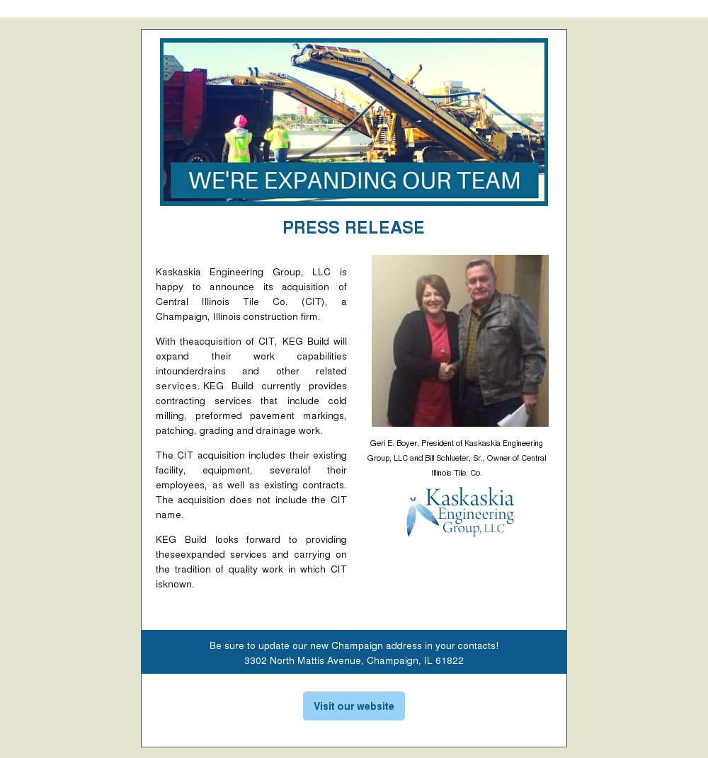 Please help us welcome Central Illinois Tile Co to the KEG Team!