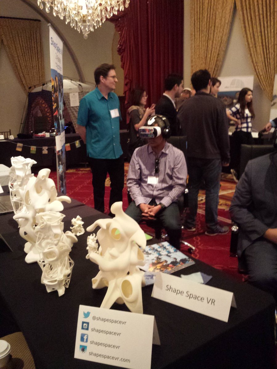 shapespacevr's tweet photo. #VR demos at #e2conference at USC today, fancy digs! @kevinmackart #virtualreality #VRSC #3dprinting #sculpture https://t.co/U79OxJ8Cr0