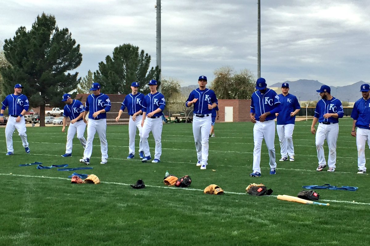 Royals's tweet photo. Getting loose. #RoyalsST https://t.co/5vvWVpjayt