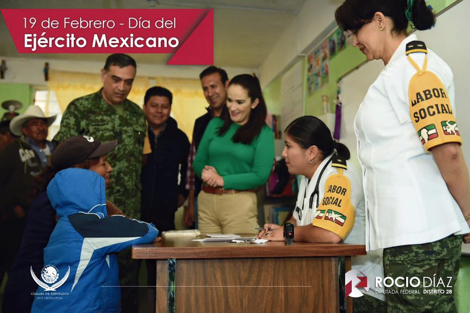 RocioDiazMon's tweet photo. ¡Felicidades al #EjércitoMexicano en su día! Mi reconocimiento a la 37/a. Zona Militar por su apoyo incondicional. https://t.co/KmvrOfwRNZ