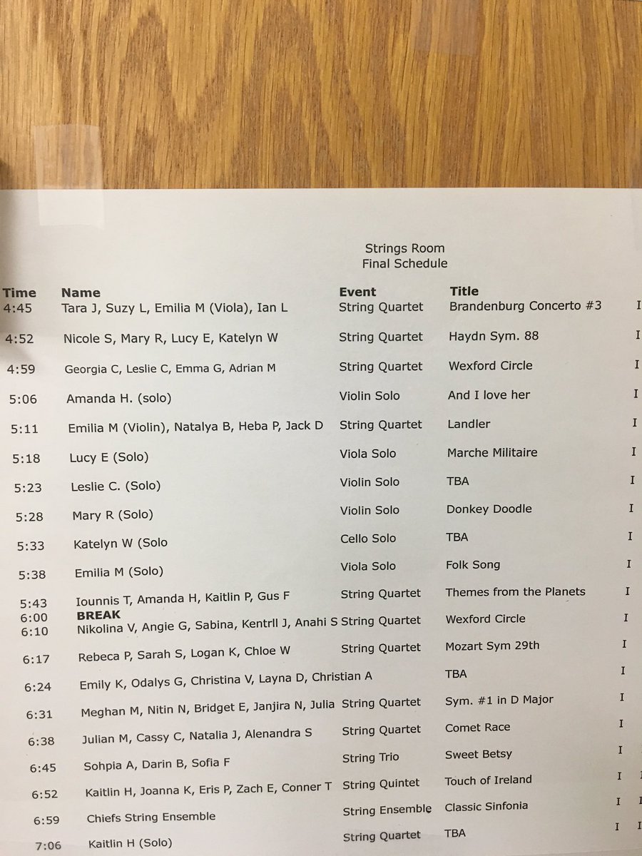 Solo/Ensemble Schdule #62CMS #goforgold