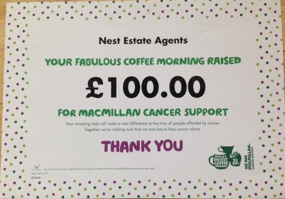 nestestateagent's tweet photo. Thank You For Everyone's Support &amp; Helping Us Raise Money For Macmillan Cancer Support! https://t.co/FGK9WI0pQI