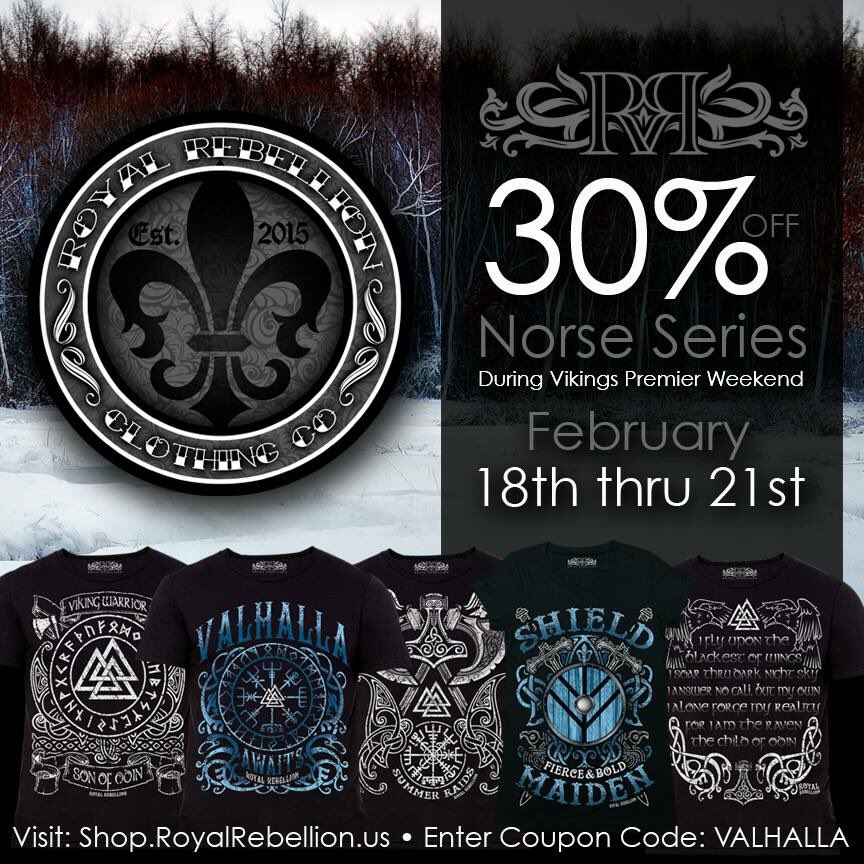 Save 30%  OFF our Norse Series This weekend only shop.royalrebellion.us #vikings <a href="/CliveStanden/">Clive Standen</a> <a href="/KatherynWinnick/">Katheryn Winnick</a>