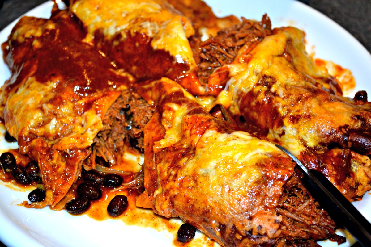 WildFireTexas's tweet photo. Friday’s  Special:
Pulled Pork Enchiladas, Sun Dried Tomato Rice, Shiner Bock “Boracho” Beans, Chipotle Cream...$11 https://t.co/aaCeQNb0qE