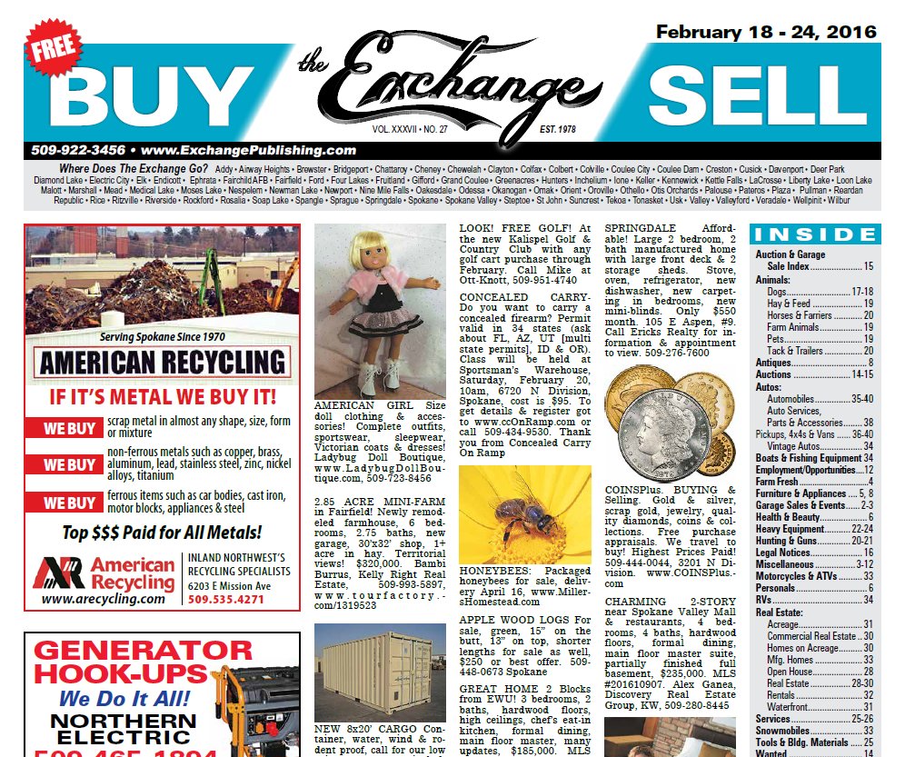 ExchangeSpokane's tweet photo. Want to carry The Exchange at your business? Call us to become a distribution location! #Spokane #EasternWA #NorthID https://t.co/nbPMiEko91