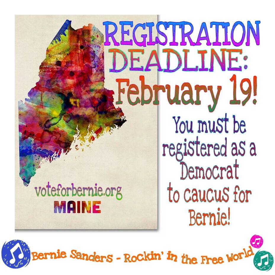 InfamousGrace_'s tweet photo. MAINE: Registration Deadline is today. Please do not waste your valuable vote! Vote Bernie 2016! #Maine #mepolitics https://t.co/ZIM7V6g3f7