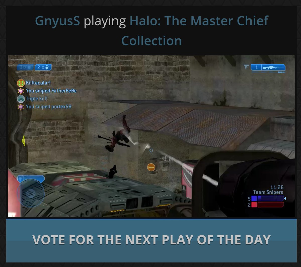 DigginClips's tweet image. Crazy #QuickScopes in our #PlayOfTheDay by GnyusS playing #HaloMCC! Check it out and vote for today's clip! #XboxOne