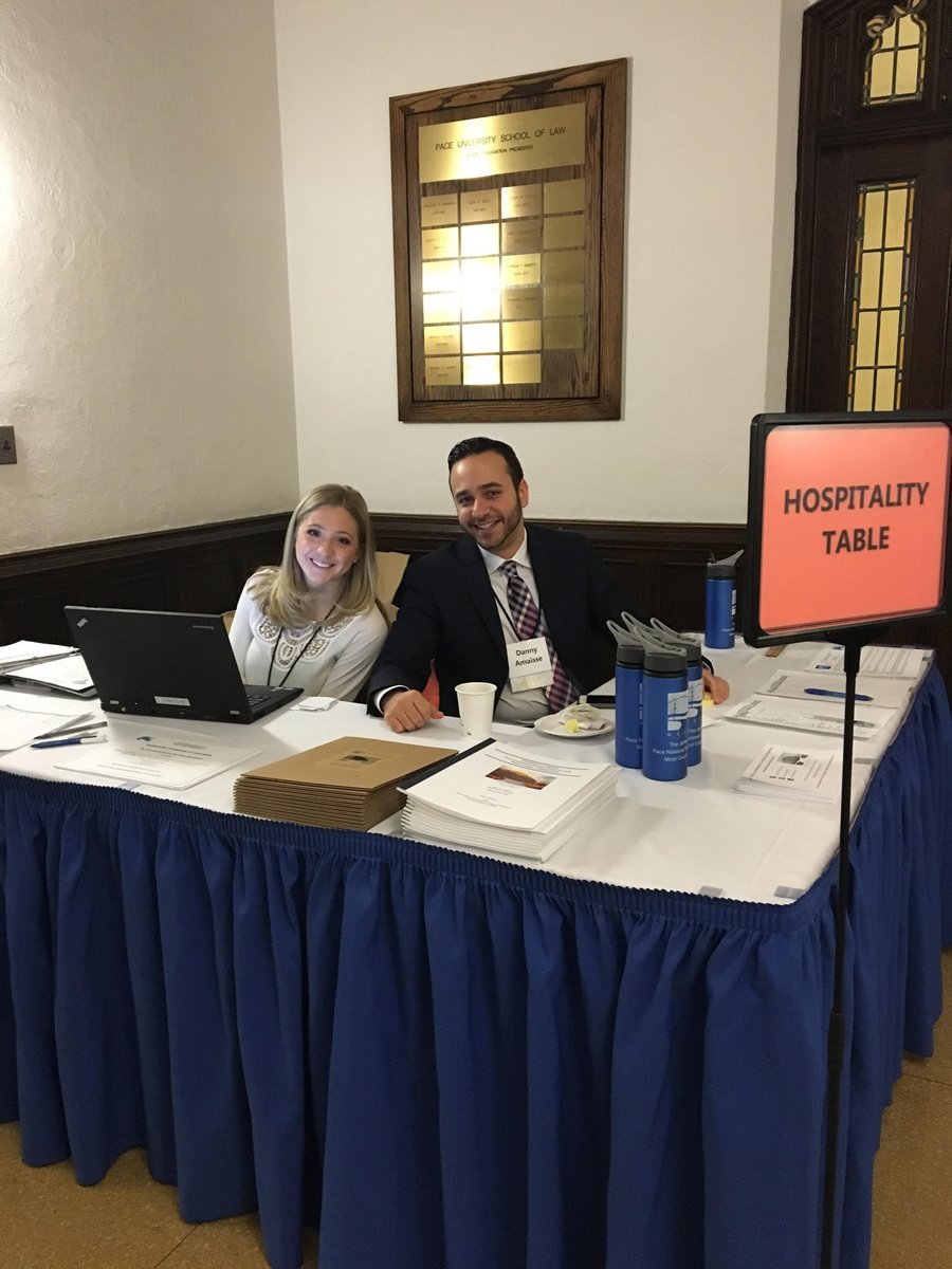 PaceLawNELMCC's tweet photo. NELMCC day 2 is getting started. Come check in at the hospitality table in Preston Hall. #NELMCC2016 https://t.co/QgZwwtPNIN