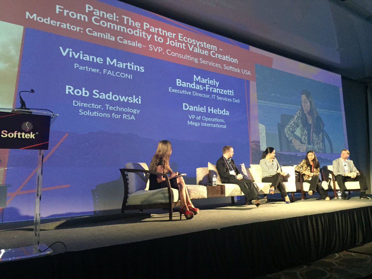 alexcamino's tweet photo. We wouldn't be able to do many of what we do without partners- @Cami_llia leads panel on value creation #Softtek16 https://t.co/RGjowkBTHg