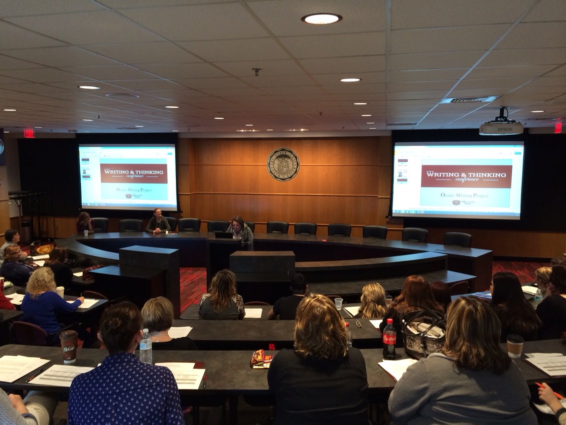 DrGTeague's tweet image. #writingthinking conference kicking off w/ @OzarksWP at Missouri State. Can't wait to work w/ like minded thinkers
