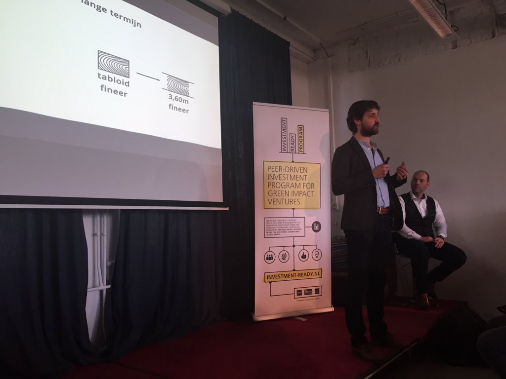 GoodHout's tweet photo. @ImpactHubAMS Demo Day and 9x pitches for #InvestmentReadyProgram . Nice work #Newspaperwood! https://t.co/vvjTMeorHw
