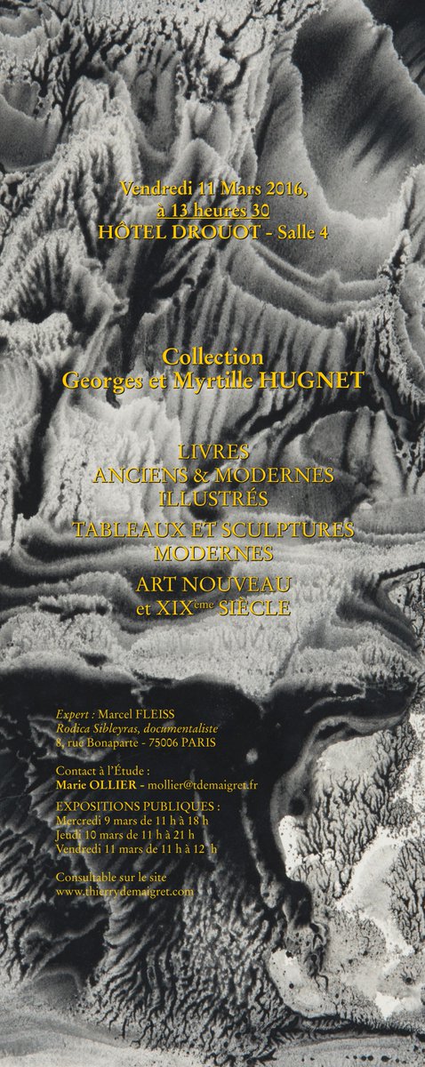 TdeMaigret's tweet photo. #Venteauxenchères Collection Georges HUGNET @Drouot le 11/03
#livres #tableauxmodernes #Artnouveau #surréalisme https://t.co/3L5BTK0OOL