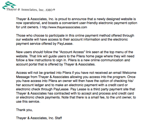 Come see our newly designed website, boasting a user-friendly online payment method. thayerassociates.com