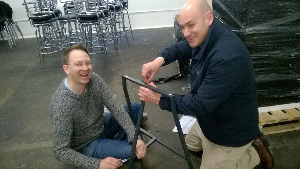 ValoLewis's tweet photo. How many MW's does it take to build some flat pack furniture? #ecshowcase16 @enotriacoe https://t.co/2EWMm8Xtgl